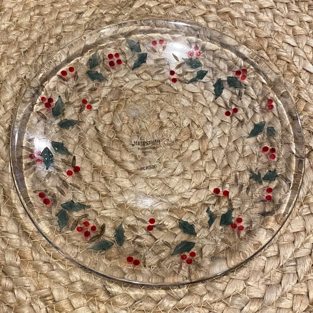 Pfaltzgraff Winter Berry Decorative Glass Plate-Red, Green Design. 8 Available.